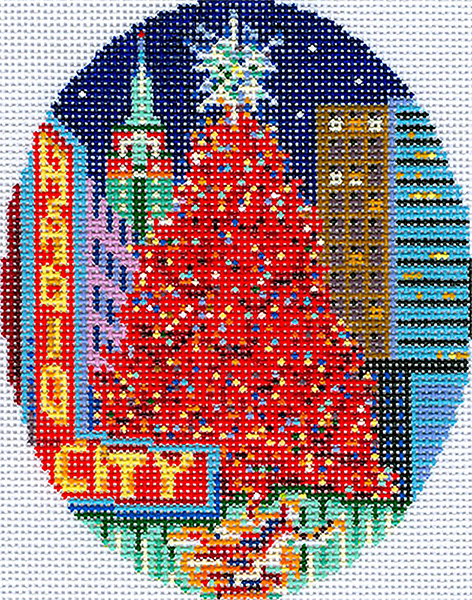 New York Christmas Ornament Hand Painted Canvas