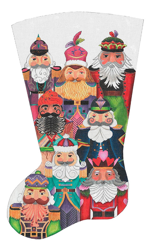 Jolly Nutcracker Collection Stocking - Hand Painted Needlepoint Canvas from dede's Needleworks