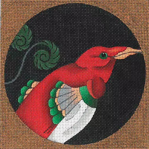Little King Bird of Paradise - Hand Painted Needlepoint Canvas from dede's Needleworks