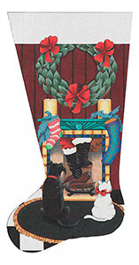 Santa's Really Coming Down Our Chimney Stocking - Hand Painted Needlepoint Canvas from dede's Needleworks