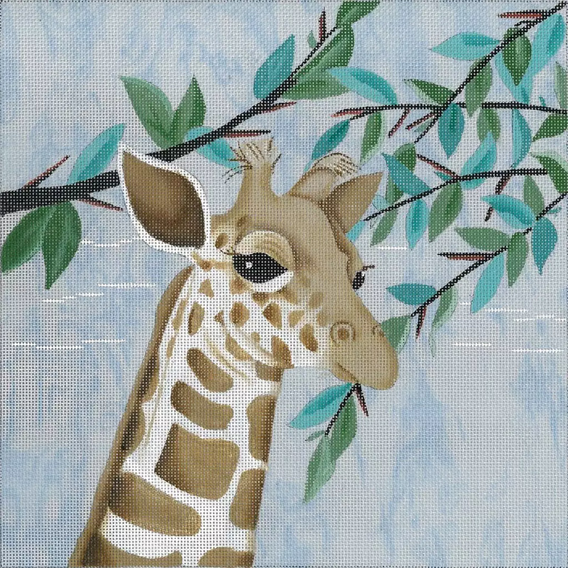 Young Giraffe - Hand Painted Needlepoint Canvas from dede's Needleworks