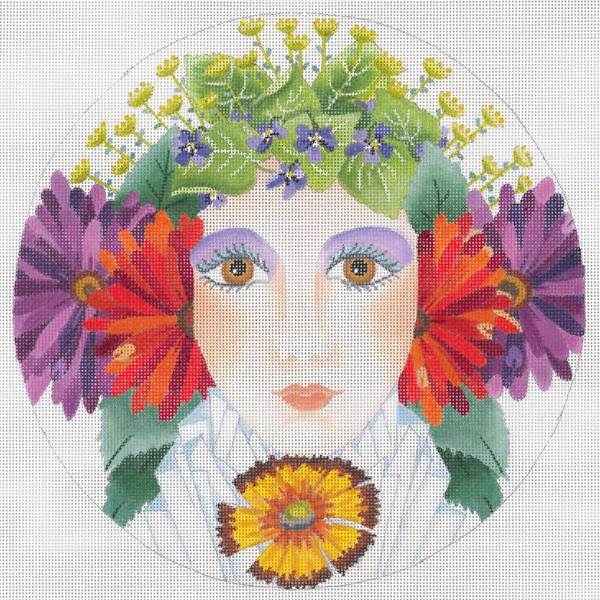 Flower Girl Summer - Hand Painted Needlepoint Canvas from dede's Needleworks