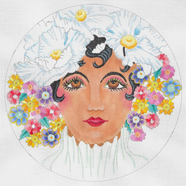 Flower Girl Winter - Hand Painted Needlepoint Canvas from dede's Needleworks