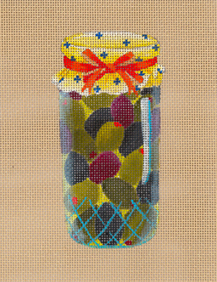 Mediterranean Olives - Hand Painted Needlepoint Canvas from dede's Needleworks