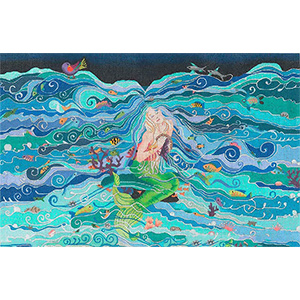 Enchanted Mermaid Dream - Hand Painted Needlepoint Canvas from dede's Needleworks