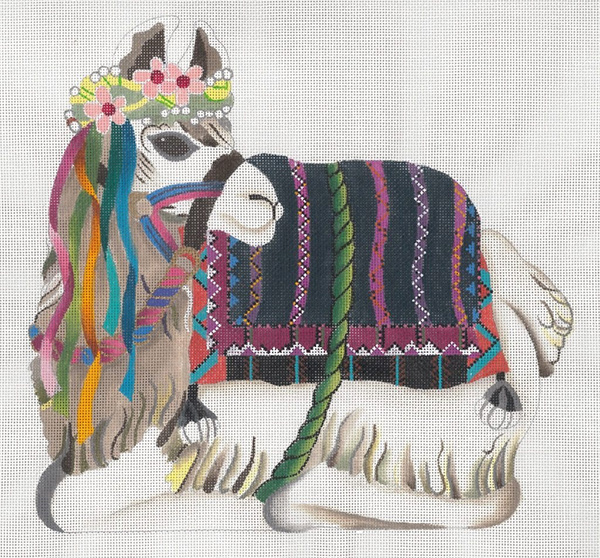 Llama Canvas - Hand Painted Needlepoint Canvas from dede's Needleworks