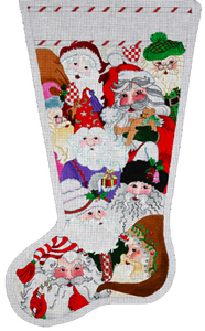 Santa Collection Stocking - Hand Painted Needlepoint Canvas from dede's Needleworks
