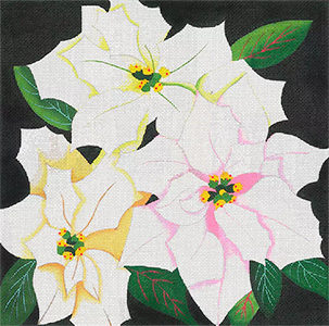 Giant Poinsettias - Hand Painted Needlepoint Canvas from dede's Needleworks