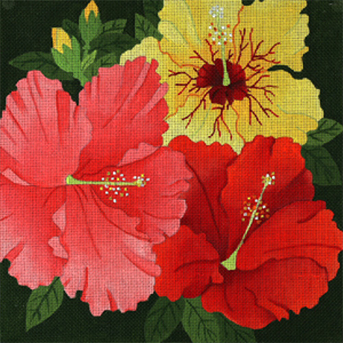 Giant Hibiscus - Hand Painted Needlepoint Canvas from dede's Needleworks