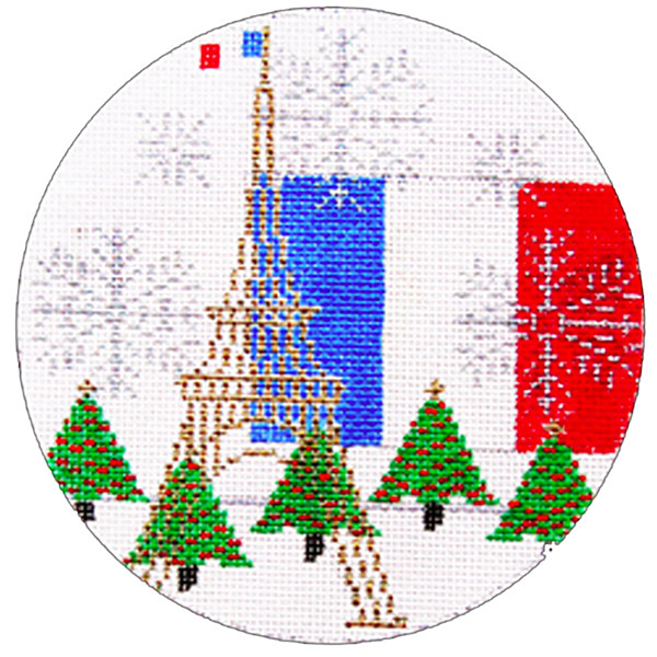 France Ornament - Hand Painted Needlepoint Canvas from Trubey Designs