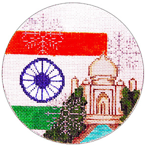 India Ornament - Hand Painted Needlepoint Canvas from Trubey Designs