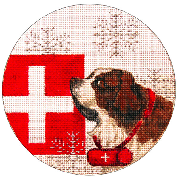 Switzerland Ornament - Hand Painted Needlepoint Canvas from Trubey Designs