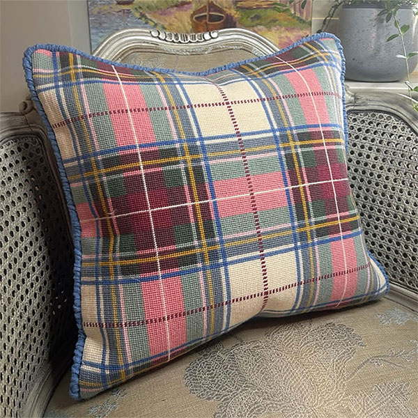 Glorafilia Needlepoint - Glorafilia Pink Tartan Cushion Kit