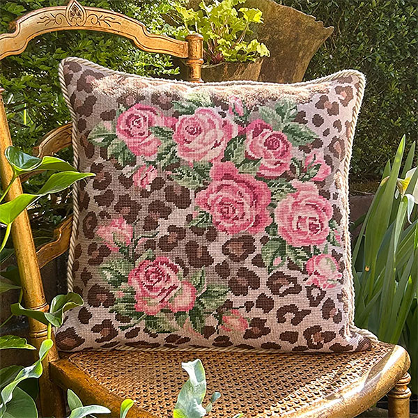 Glorafilia Needlepoint - Leopard Roses Cushion Kit