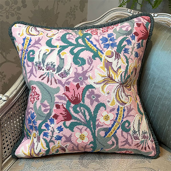 Glorafilia Needlepoint - William Morris Lily Rose Pink Cushion Kit