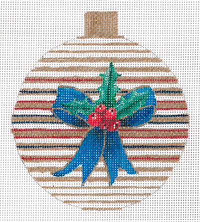 Blue Bow & Holly Ornament by Sharon G