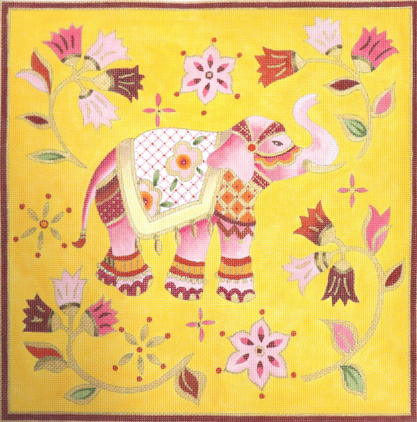Pink Elephant Hand Painted Canvas by Janice Gaynor
