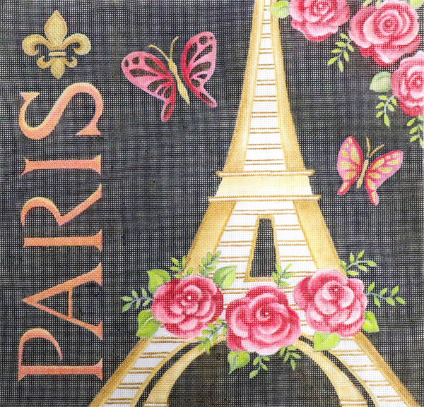Paris Eiffel Tower France Hand Painted Canvas by Janice Gaynor