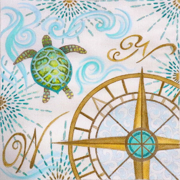 Coastal Turtle Hand Painted Canvas by Janice Gaynor