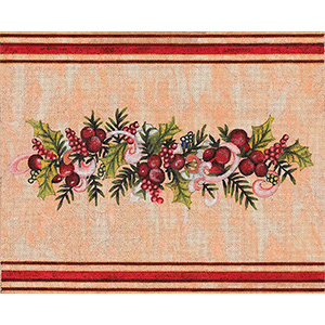 Berries Ribbon Hand Painted Needlepoint Canvas by Janice Gaynor