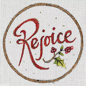 Rejoice Hand Painted Christmas Ornament Canvas by Janice Gaynor