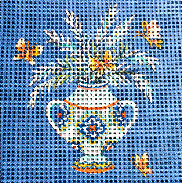 Chenoiserie Vase 4 Hand Painted Canvas by Janice Gaynor