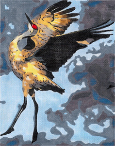 Sandhill Crane - Hand Painted Needlepoint Canvas by Joy Juarez