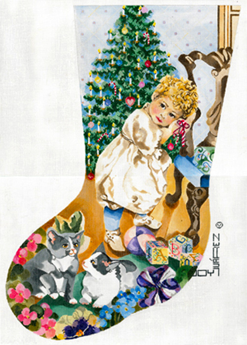 Victorian Sweetheart - Hand Painted Needlepoint Christmas Stocking Canvas by Joy Juarez