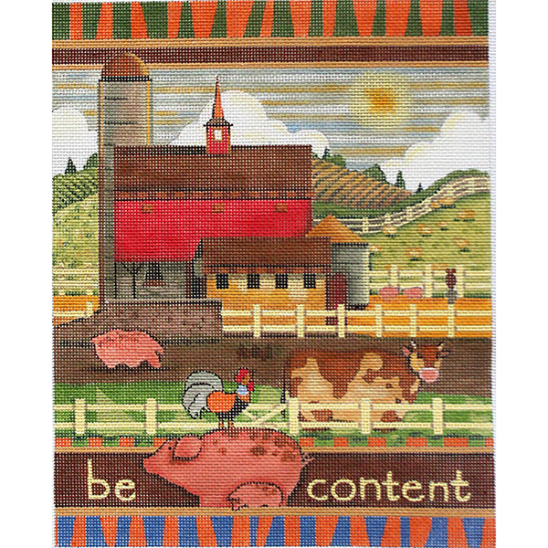 Be Content Hand Painted Needlepoint Canvas