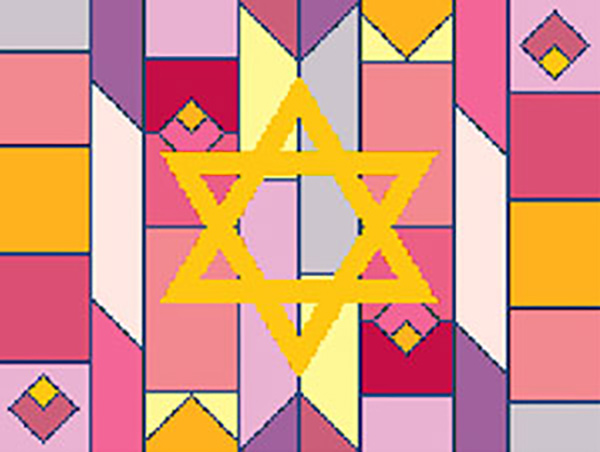 Geometric Background in Purple & Reds Needlepoint Tallis Canvas