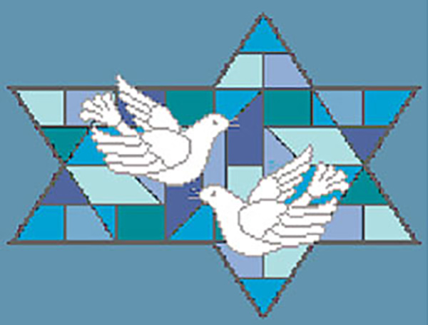 Stained Glass Doves Blue Needlepoint Tallis Canvas