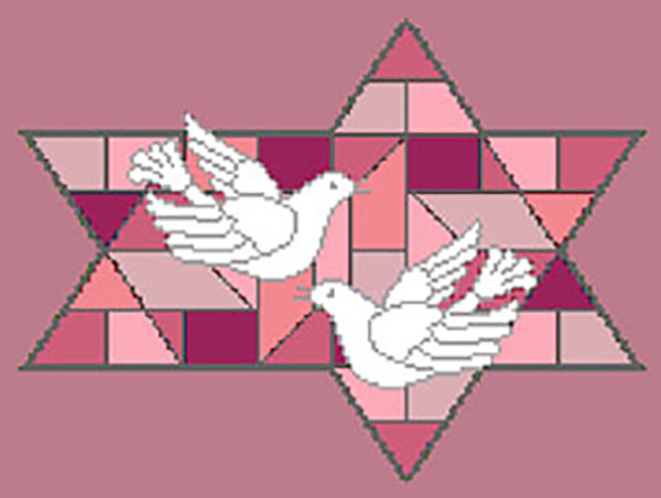 Stained Glass Doves Red Needlepoint Tallis Canvas