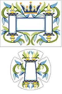 Crown & Torah with Vines Needlepoint Tallis Canvas and Needlepoint Yarmulke Combination