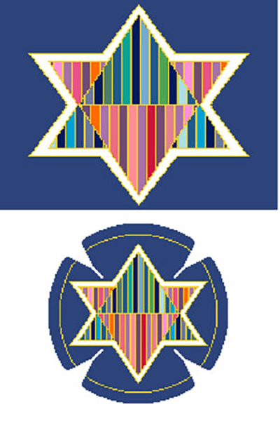 Triangle Stripe Needlepoint Tallis Canvas and Needlepoint Yarmulke Combination