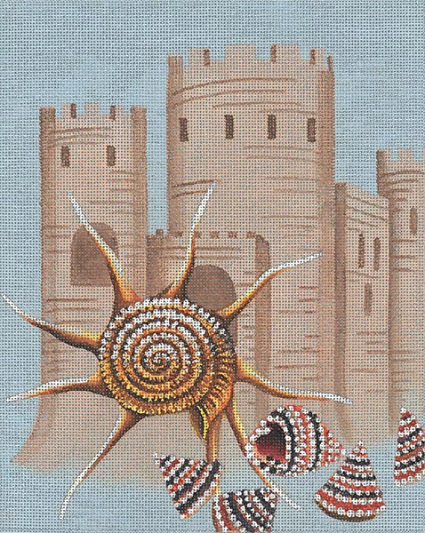 Leigh Designs - Hand-painted Needlepoint Canvas - Sand Castles - Yoka Star