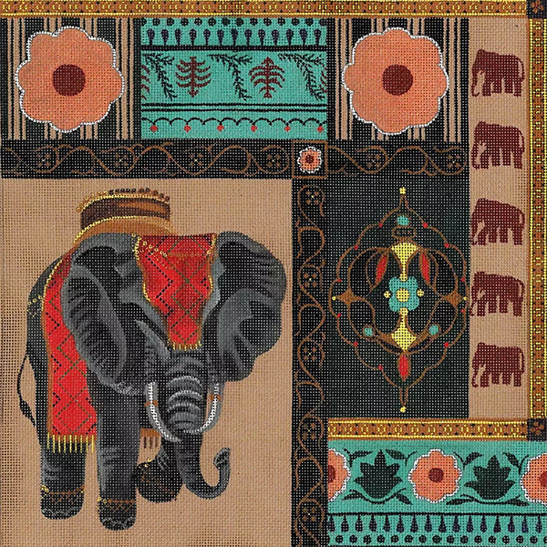 Leigh Designs - Hand-painted Needlepoint Canvases - Elephant Walk - Sultana