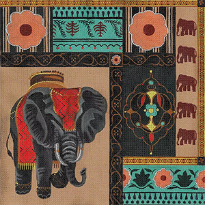 Leigh Designs - Hand-painted Needlepoint Canvases - Elephant Walk - Sultana
