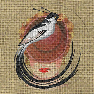 Leigh Designs - Hand-painted Needlepoint Canvases - Bird of Paradise Hats - Seductive