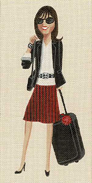 Leigh Designs - Hand-painted Needlepoint Canvases - Sassy Sally - Traveling Sally