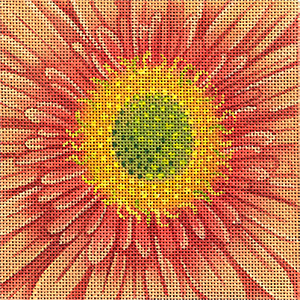 Leigh Designs - Hand-painted Needlepoint Canvases - Chrysanthemum Coaster