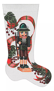 Leigh Designs - Hand-painted Needlepoint Canvases - Hunter Nutcracker Christmas Stocking
