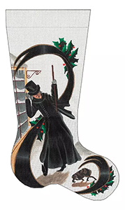 Leigh Designs - Hand-painted Needlepoint Canvases - Scrooge's Best Friend Christmas Stocking