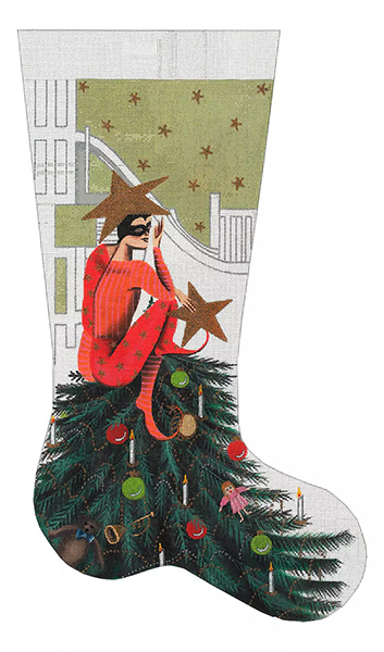Leigh Designs - Hand-painted Needlepoint Canvases -Starring Jack Christmas Stocking