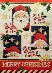 Merry Christmas (Santa Panel) Hand Painted Needlepoint Canvas from Laurie Furnell