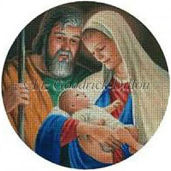 Liz Goodrick-Dillon Hand Painted Needlepoint Christmas Ornament - Mary, Joseph & Baby