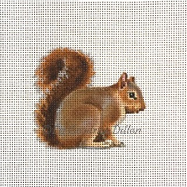 Liz Goodrick-Dillon Hand Painted Needlepoint Christmas Ornament - Squirrel