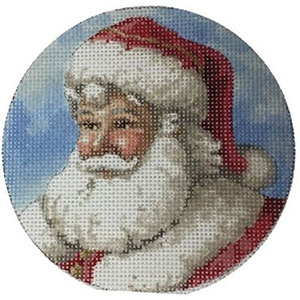 Liz Goodrick-Dillon Hand Painted Needlepoint Christmas Ornament - Santa Face