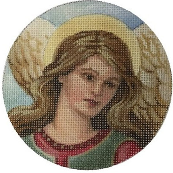 Liz Goodrick-Dillon Hand Painted Needlepoint Christmas Ornament - Angel Face