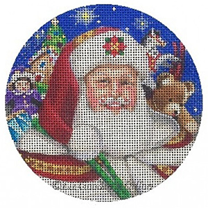 Liz Goodrick-Dillon Hand Painted Needlepoint Christmas Ornament - Up On the Roof Top