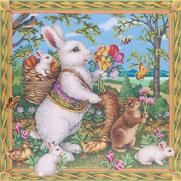 Liz Goodrick-Dillon Hand Painted Needlepoint - Spring Bunny